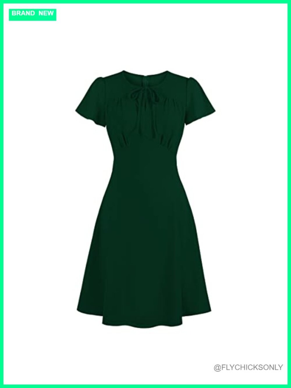 Women's Ruched Bow Tie A-Line Vintage Dress with Flare Sleeves